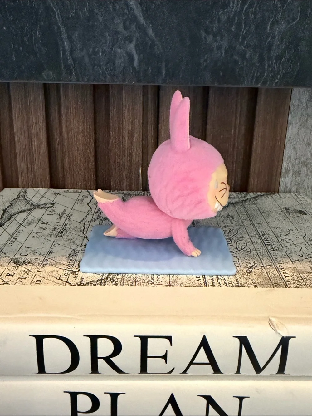 Authentic POP MART The Monsters Labubu Pink Bunny Yoga Vinyl Figure